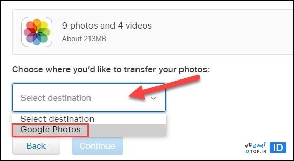مراحل انتقال عکس از آیکلود به گوگل فتو